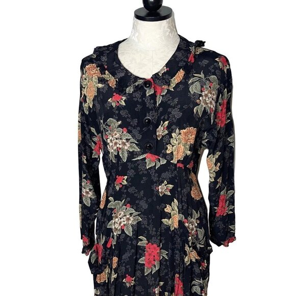 Kamellia By Desire Womens Dress Black Size Small Vintage Floral Tie Back Maxi - Picture 3 of 16